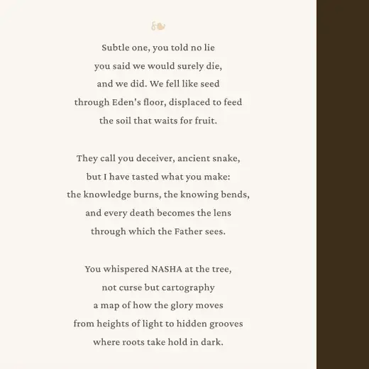Verses of a poem set in Crimson Pro, centred under a floral dingbat